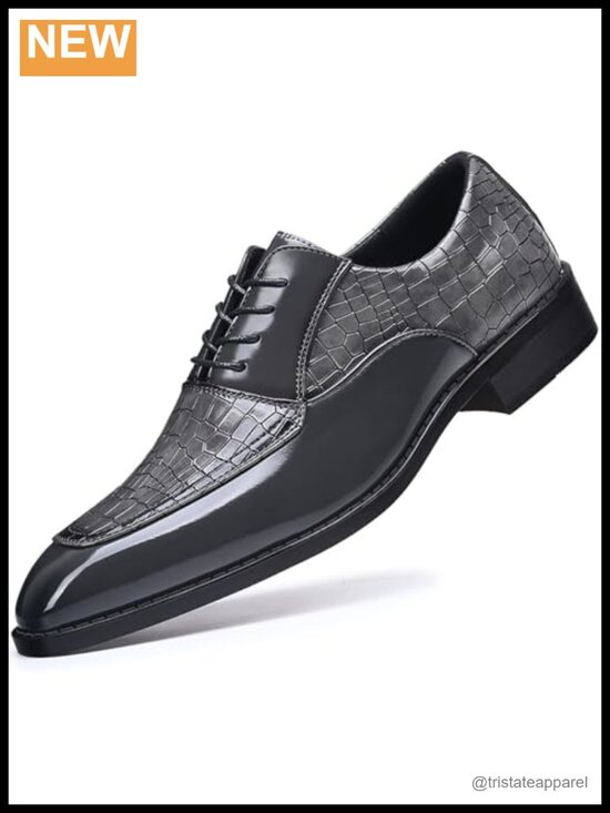 Premium Leather Men\'s Oxfords Derby Dress Shoes Lace Up Formal Business